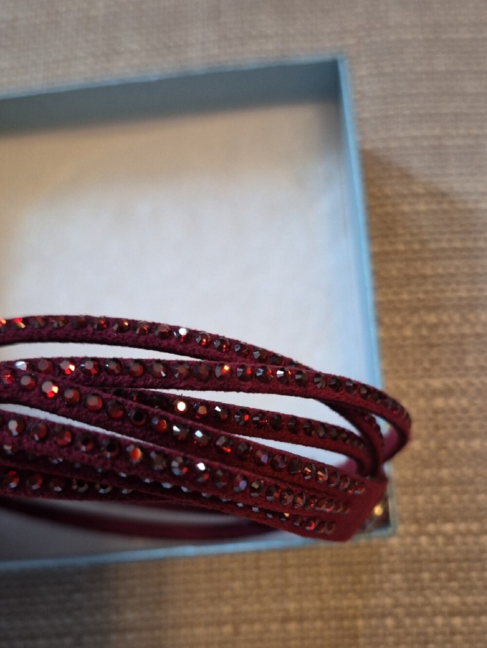 Touchstone Crystal Multi-Strand Burgundy Crystal Wrap Bracelet - Picture 3 of 3